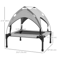 PawHut Raised Dog Bed Cooling Dog Cot w/ Canopy Washable Breathable Mesh, for Small and Medium Dogs, Light Grey(m-3)