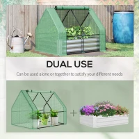 Outsunny Steel Outdoor Raised Garden Bed with Greenhouse,Cover, Roll Up Door, Dual Use, 50"x37.4"x36.2", Green(m-4)