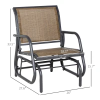 Outsunny Outdoor Glider Chair, Steel Swing Chai with Curved Armrests for Porch, Garden, Poolside, Balcony, Brown(m-3)
