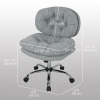 HOMCOM Computer Desk Chair, Armless Office Chair with Wide Padded Seat and Adjustable Height, Tilt Function, Grey(m-3)