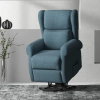 HOMCOM Wingback Lift Chair for Elderly, Power Chair Recliner with Footrest, Remote Control, Side Pockets, Blue(m-10)