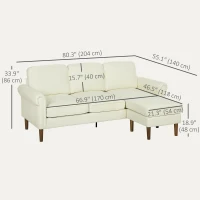 HOMCOM L Shape Sofa, Modern Sectional Couch with Changeable Chaise Lounge, Wooden Legs, Corner Sofa for Living Room, Cream(m-3)