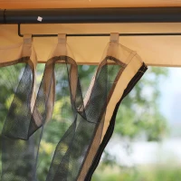 Outsunny 3 Person Outdoor Patio Daybed 3 in 1 Canopy Gazebo Swing Chair Garden Hammock with Mesh Mosquito Net and Sun Shade, Beige(m-13)