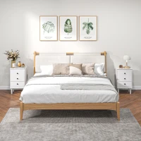 HOMCOM Set of Two Three-Drawer Modern Bedside Tables for Bedroom, White(m-8)