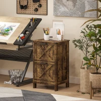 HOMCOM Vertical Filing Cabinet with 2 Drawers, Rustic Farmhouse Office Storage Cabinet for A4, Letter Size, Rustic Brown(m-10)