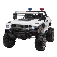 Aosom Kids 2 Seater Ride-On Car Police Truck Electric with LED Lights & MP3 for Kids White(m-15)