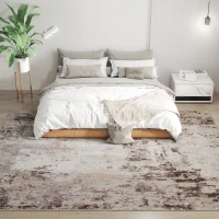 HOMCOM Machine Washable Area Rug 8x10, Non-Slip Modern Abstract Floor Carpet for Living Room, Bedroom, Dining Room, Mixed-Brown(m-11)