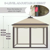 Outsunny 11' x 11' Pop Up Canopy, Instant Canopy Tent with Solar LED Lights, Remote Control, Zippered Mesh Sidewalls and Carrying Bag for Backyard Garden Patio, Beige(m-6)