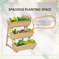 Outsunny 3 Tier Raised Garden Bed, Vertical Wooden Elevated Planter Box Kit, Plant Stand for Flowers, Vegetables, Herbs(m-4)