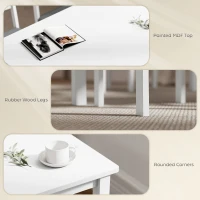 HOMCOM 5-Piece Small Kitchen Table Set for 4, Farmhouse Dining Table Set with Upholstered Chairs and Rubber Wood Legs, White(m-7)