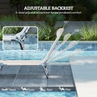 Outsunny 2 Piece Sun Loungers, Folding Chaise Lounge Chairs with Reclining Back, Breathable Mesh Seat, Headrest, Cream White(m-4)