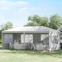 Outsunny Large 20' x 10' Gazebo Canopy Party Tent with 4 Removable Window Side Walls, Outdoor Events - White(m-8)