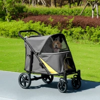 PawHut Foldable Pet Stroller with Universal Front Wheels, Shock Absorber, Dog Cat Carriage for Large & Medium Dogs, Dark Grey(m-8)