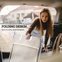 Outsunny Set of 2 Folding Chaise Lounge Chairs, Outdoor Poolside Sun Tanning Chairs w/ Pillow, Reclining Backrest, Cream White(m-5)