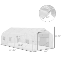Outsunny 20' x 10' x 7' Walk-in Tunnel Greenhouse with Zippered Mesh Door & 8 Mesh Windows, Gardening Plant Hot House with Galvanized Steel Hoops, White(m-3)