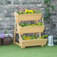 Outsunny 3 Tier Raised Garden Bed, Vertical Wooden Elevated Planter Box Kit, Plant Stand for Flowers, Vegetables, Herbs(m-1)
