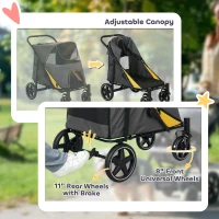 PawHut Foldable Pet Stroller with Universal Front Wheels, Shock Absorber, Dog Cat Carriage for Large & Medium Dogs, Dark Grey(m-6)