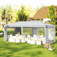 Outsunny Large 20' x 10' Gazebo Canopy Party Tent with 4 Removable Window Side Walls, Outdoor Events - White(m-10)