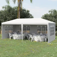 Outsunny Large 20' x 10' Gazebo Canopy Party Tent with 4 Removable Window Side Walls, Outdoor Events - White(m-9)