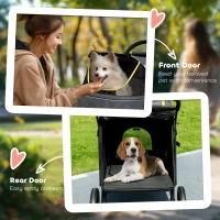 PawHut Foldable Pet Stroller with Universal Front Wheels, Shock Absorber, Dog Cat Carriage for Large & Medium Dogs, Dark Grey(m-7)