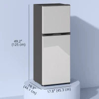 HOMCOM Double Door Mini Fridge with Freezer, 4.6 Cu.Ft Small Refrigerator with Thermostat, Shelves, Reversible Door, Silver(m-3)