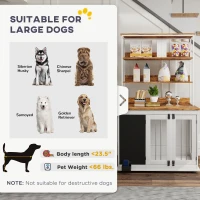 PawHut 39" Dog Crate Furniture for Large Dogs w/ Storage Shelf, Three Doors, Blackboard & Non-slip Foot Pads, White(m-9)