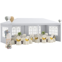 Outsunny Large 20' x 10' Gazebo Canopy Party Tent with 4 Removable Window Side Walls, Outdoor Events - White