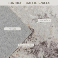 HOMCOM Machine Washable Area Rug 8x10, Non-Slip Modern Abstract Floor Carpet for Living Room, Bedroom, Dining Room, Mixed-Brown(m-5)