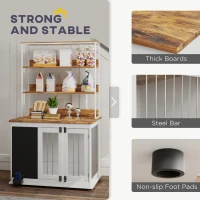 PawHut 39" Dog Crate Furniture for Large Dogs w/ Storage Shelf, Three Doors, Blackboard & Non-slip Foot Pads, White(m-8)