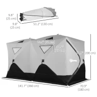 Outsunny 8-Person Insulated Ice Fishing Tent Shelter with Ventilation Windows and Carry Bag, for -22℉, Grey(m-3)
