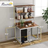 PawHut 39" Dog Crate Furniture for Large Dogs w/ Storage Shelf, Three Doors, Blackboard & Non-slip Foot Pads, White(m-3)