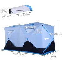 Outsunny 8-Person Insulated Ice Fishing Tent Shelter with Ventilation Windows and Carry Bag, for -22℉, Blue(m-3)