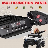 Aosom Kids 2 Seater Ride-On Car Police Truck Electric with LED Lights & MP3 for Kids White(m-10)