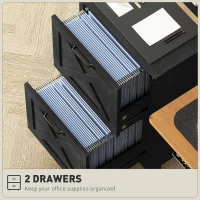 HOMCOM Vertical Filing Cabinet with 2 Drawers, Rustic Farmhouse Office Storage Cabinet for A4, Letter Size, Distressed Black(m-5)