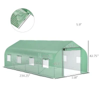 Outsunny 20' x 10' x 7' Walk-in Tunnel Greenhouse with Zippered Mesh Door and 8 Mesh Windows, Gardening Plant Hot House with Galvanized Steel Hoops, Green(m-3)