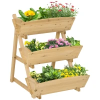 Outsunny 3 Tier Raised Garden Bed, Vertical Wooden Elevated Planter Box Kit, Plant Stand for Flowers, Vegetables, Herbs(m-2)
