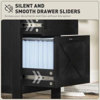 HOMCOM Vertical Filing Cabinet with 2 Drawers, Rustic Farmhouse Office Storage Cabinet for A4, Letter Size, Distressed Black(m-7)