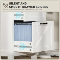 HOMCOM Vertical Filing Cabinet with 2 Drawers, Rustic Farmhouse Office Storage Cabinet for A4, Letter Size, Distressed White(m-7)