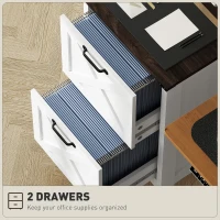 HOMCOM Vertical Filing Cabinet with 2 Drawers, Rustic Farmhouse Office Storage Cabinet for A4, Letter Size, Distressed White(m-5)