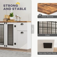 PawHut 44" Dog Crate Furniture with Double Doors, Storage Drawer, for Medium Dogs, White(m-7)