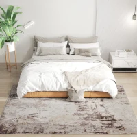 HOMCOM Machine Washable Area Rug 5x7, Non-Slip Modern Abstract Floor Carpet for Living Room, Bedroom, Dining Room, Mixed-Brown(m-11)