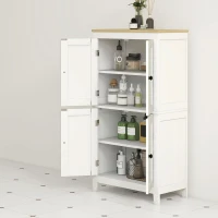 HOMCOM Bathroom Storage Cabinet, Modern Bathroom Floor Cabinet with 4 Doors and 2 Adjustable Shelves, White(m-8)
