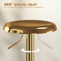 HOMCOM Steel Bar Stools Set of 2, Adjustable Counter Height Round Breakfast Barstools, Industrial Swivel Bar Chairs, Gold(m-5)