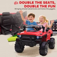 Aosom 2-Seater Kids Ride On Police Car, 12V 7AH Ride on Truck, Electric Car for Toddlers with Remote Control, LED Lights, Big Wheels, 4 Shock Absorbers, MP3, Storage, Red(m-4)