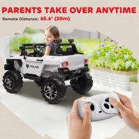 Aosom Kids 2 Seater Ride-On Car Police Truck Electric with LED Lights & MP3 for Kids White(m-6)