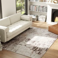 HOMCOM Machine Washable Area Rug 4x6, Non-Slip Modern Abstract Floor Carpet for Living Room, Bedroom, Dining Room, Mixed-Brown(m-3)