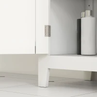 HOMCOM Bathroom Storage Cabinet, Modern Bathroom Floor Cabinet with 4 Doors and 2 Adjustable Shelves, White(m-9)
