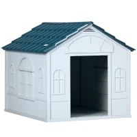 PawHut 26" Plastic Dog House Outdoor with Air Vents, for Small Medium Dogs, Blue(m-11)