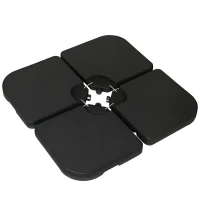 Outsunny 4 Piece Umbrella Base Stand w/ U Locking, 132 lb Capacity Water or 172 lb Capacity Sand, Black(m-11)