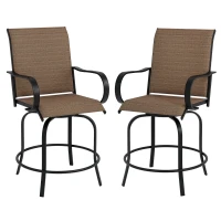 Outsunny Outdoor Bar Stools Set of 2, 360° Swivel Bar Height Chairs, 26.75" x 29.5" x 48.5", Brown(m-11)